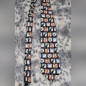 Playful Tigger Print Neck Tie - Navy & Orange